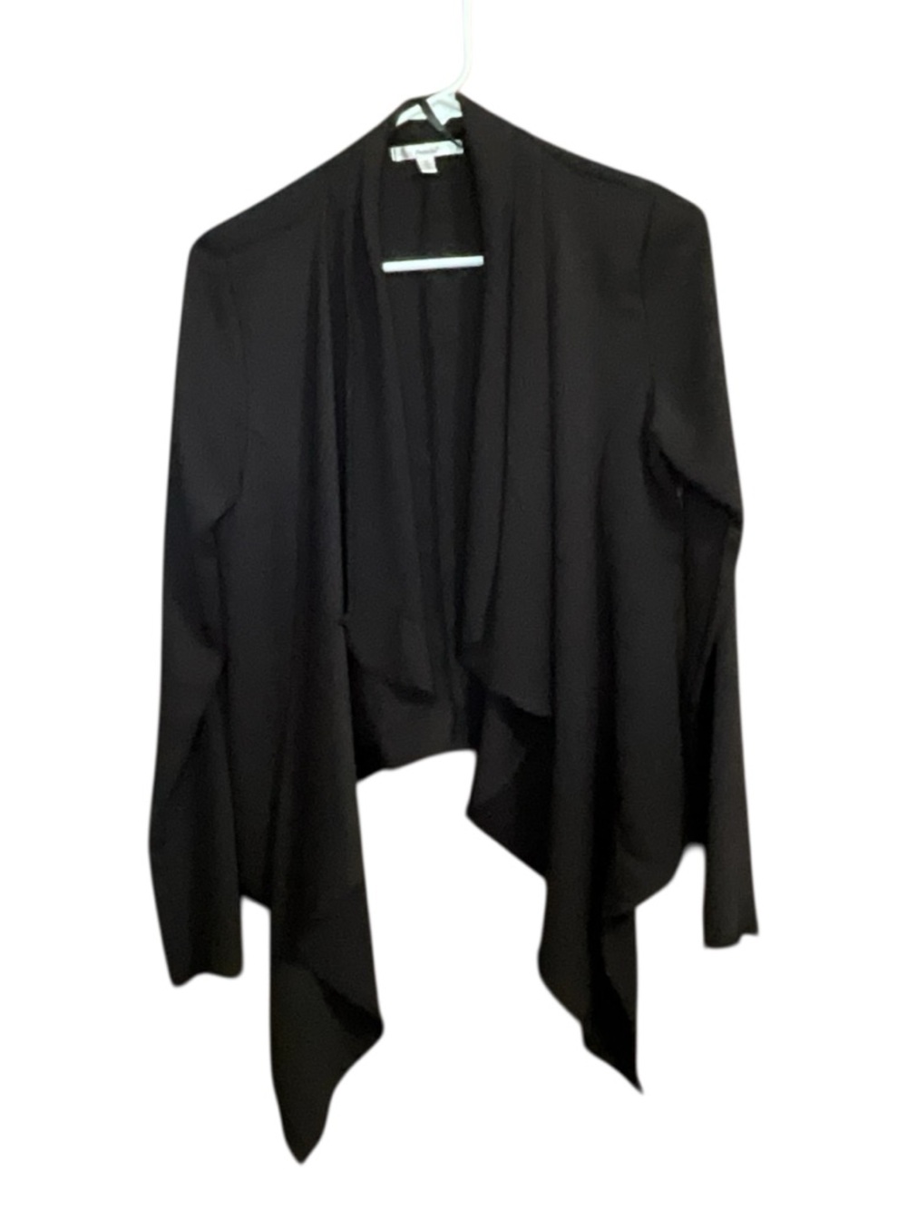 Papaya Women's Black Draped Open Front Polyester Cardigan